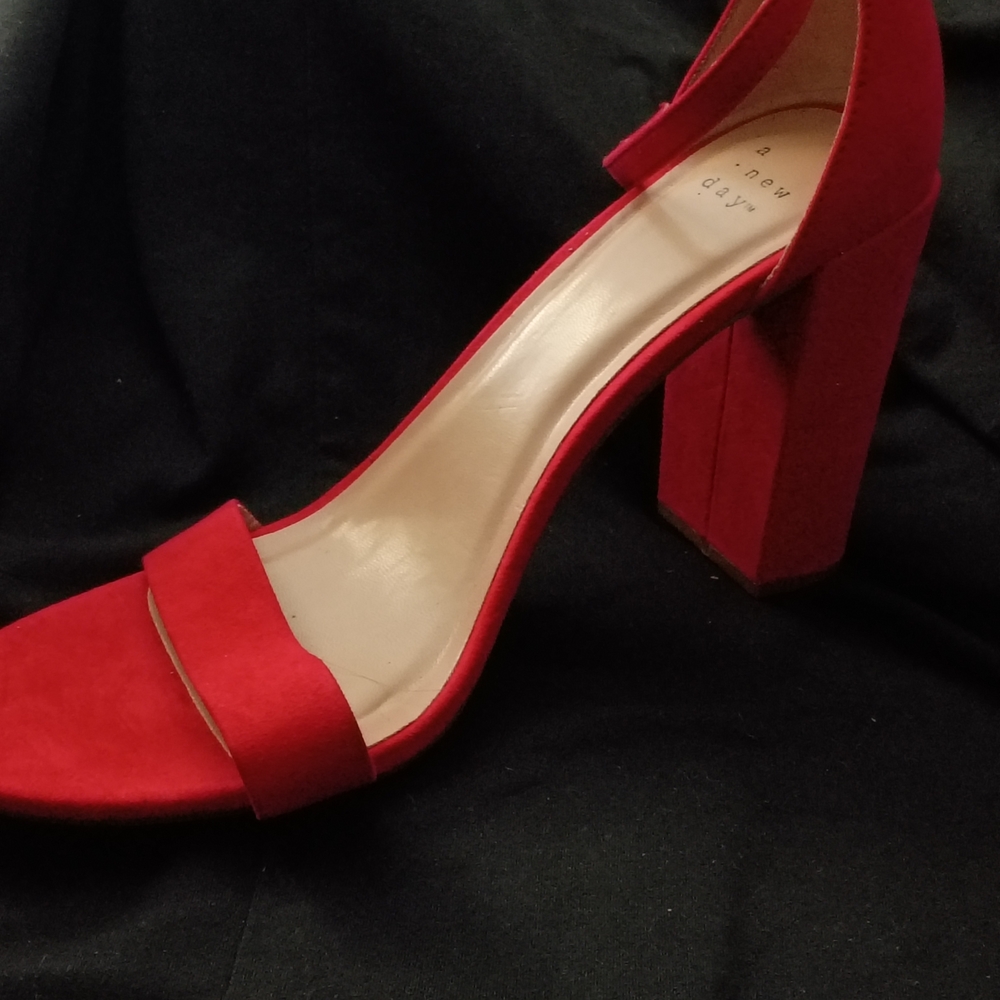 Red Block Heel Sandals